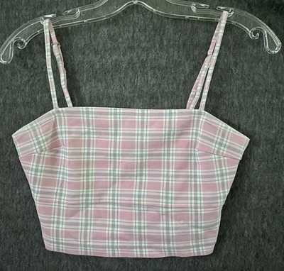 Camisa Hollister Crop Top Mujer Pequeña Cuadros Correas Ajustables Elastizada Avanzada Foto 1 de 3
