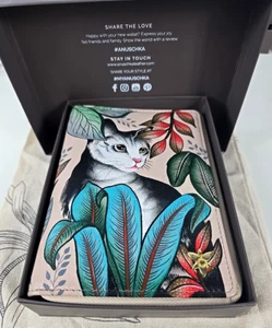 Anuschka Hand Painted Leather RFID Zip Wallet Organizer Wristlet Curious Kittens - Picture 1 of 5