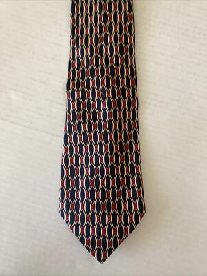 Corbata para hombre Kenneth Gordon corbata seda estampada en Italia hecha en EE. UU. roja azul ovalada Foto 1 de 4