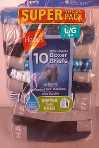 Hanes Boys 10 Pair Value Pack Boxer Briefs Size L(14-16) - New.           (62.1) - Picture 1 of 11