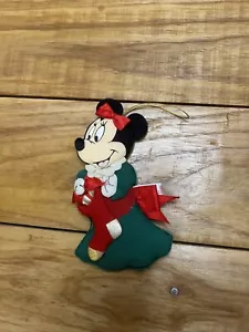 Vintage Minnie Maus mit Strumpf Disney Stoff Tuch Weihnachtsschmuck 5,5 Zoll - Bild 1 von 3