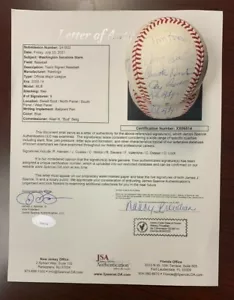 1963 Washington Senators Stars Team Signed Baseball Letter of Authenticity CM605 - Picture 1 of 8