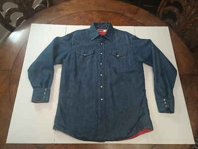 VTG Big Mac Insulated Denim Pearl Snap Western Shirt Jacket Mens L-TALL 🔥 - Image 1 of 4