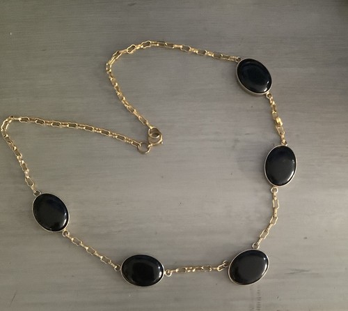 Raro! Collana Vintage Valentino anni '70 Cabochon Lucite Nera Made Italy