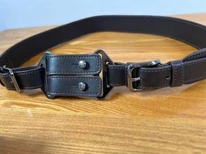 Impresionante cinturón de cuero estilo ecuestre con doble hebilla de Holanda y Holanda PVP £350 - Imagen 1 de 10