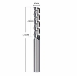 10mm Cutting Dia Solid Carbide End Mill For Aluminum Extra Long 100mm 10mm Shank - Picture 1 of 2