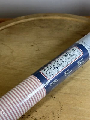 Papel tapiz vintage C&A rosa y blanco a rayas nuevo en caja 20,5” X 33’ Foto 1 de 4