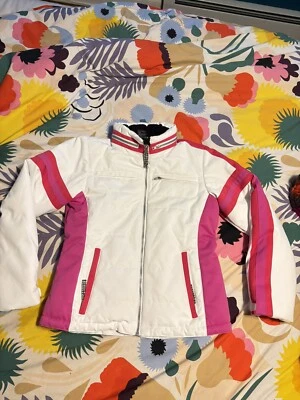 Chaqueta esquí snowboard Obermeyer Juniors talla 16 rosa y blanco. Se adapta a mujer S-M Foto 1 de 4