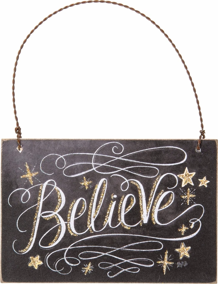 NEW!~Christmas Wood Ornament Sign~"Believe"~Tree/Wreath/Plaque/Star/Primitive - Image 1 of 1