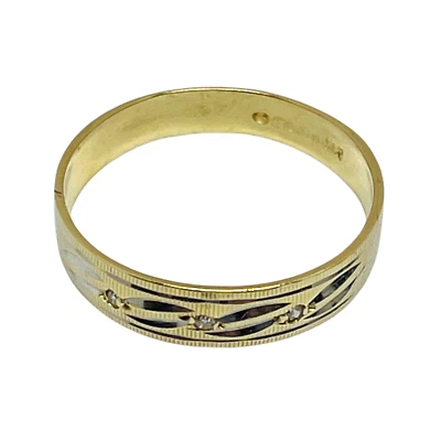 Solid 14k Yellow Gold Diamond 3 mm Wide Band Wedding Ring Size 5.5 - Image 1 of 4