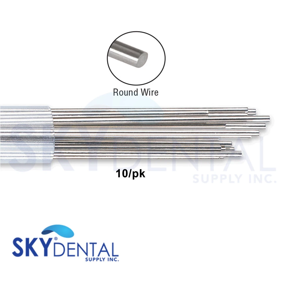 Ortho Retainer Wire Round Straight Lengths 14" Stainless Steel Dental Wires 10pk