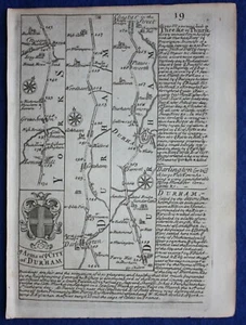 DARLINGTON, DURHAM, NEWCASTLE, original antique road map, Owen & Bowen, 1759 - Picture 1 of 2