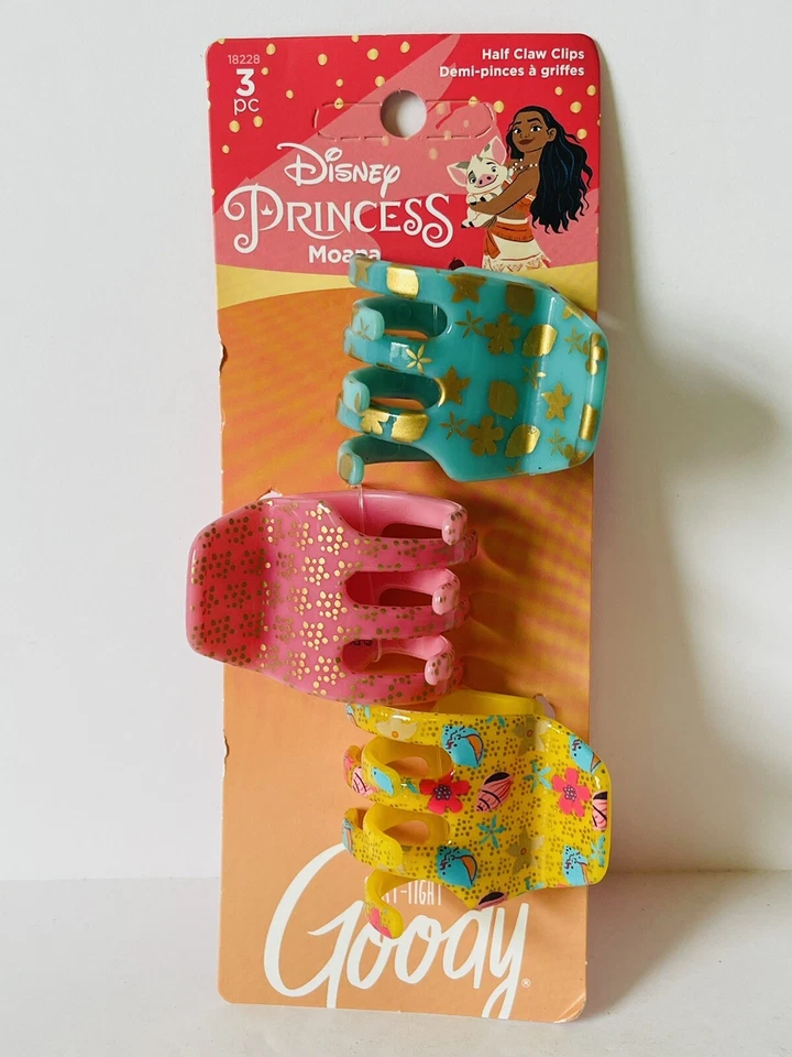 Stay-Tight Goody Disney Princess Moana Half Claw Hair Clips - 3 Piece Foto 1 de 2