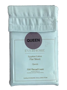 EVERHOME~700 TC~100% cotone egiziano~QUEEN~1 lenzuolo piatto~”BIANCO BRILLANTE~ULTIMO 1~NUOVO CON ETICHETTE - Foto 1 di 5