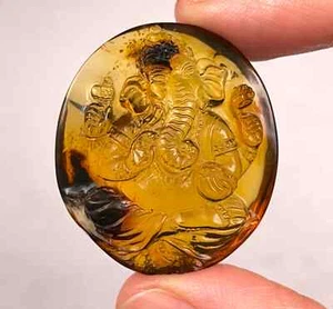 Cristal Ámbar Ganesha - Talla, Regalo, Decoración del Hogar, Cristales Curativos Piedras 52700 - Imagen 1 de 5