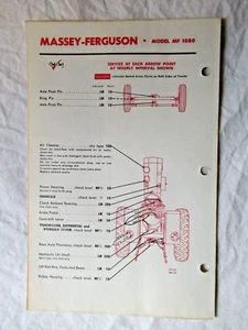 Tabla de lubricación de tractor Massey Ferguson MF1080 MF 1080 1970 datos - Imagen 1 de 2