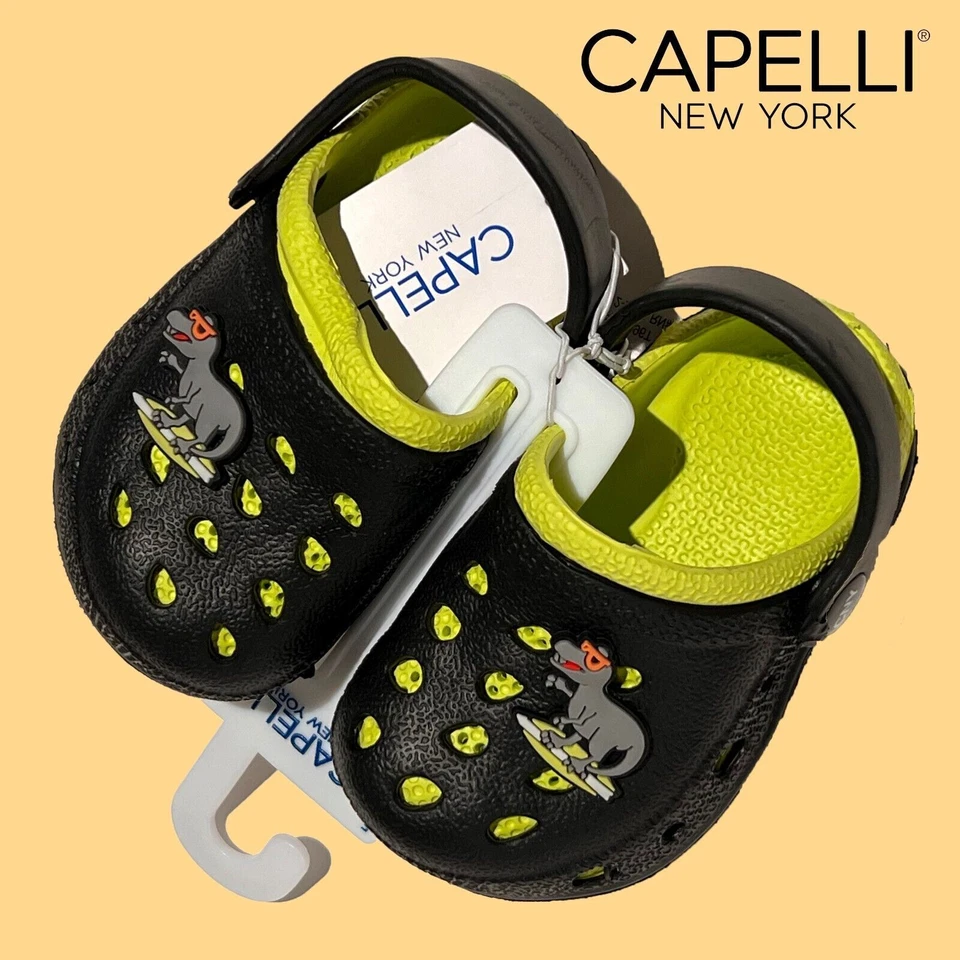 Toddler Boys Injected EVA Clog with Surfing Dino Patch Blk Green Purple Tie Dye - Image 1 of 1