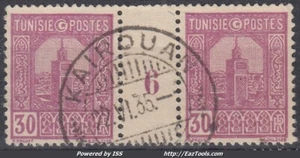 TUNISIE : PAIRE MILLESIME 6 DU N° 129 TB CACHET DE KAIROUAN - Picture 1 of 2