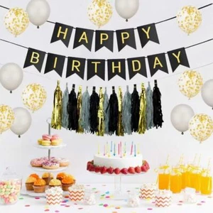 Happy Birthday Party Suppliers Banner Balloons Tassels Set for Girls and Boys - Picture 1 of 5