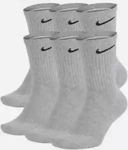 Calze uomo Nike Dri-Fit daily cotone Crew 6 paia nuove con etichette GRIGIO L Large - Foto 1 di 1