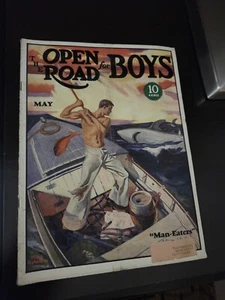 The Open Road for Boys Magazine May 1931 Graphic Shark Cover by Robinson - Picture 1 of 1