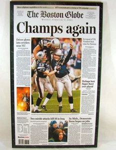 New England Patriots 2004 Super Bowl Boston Globe Newspaper Laminated Plaque - Picture 1 of 4