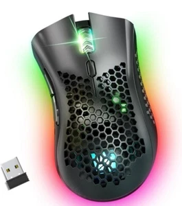 WolfLawS Wireless Gaming Mouse, 2.4G Rechargeable Wireless Mouse Honeycomb RGB - Picture 1 of 6
