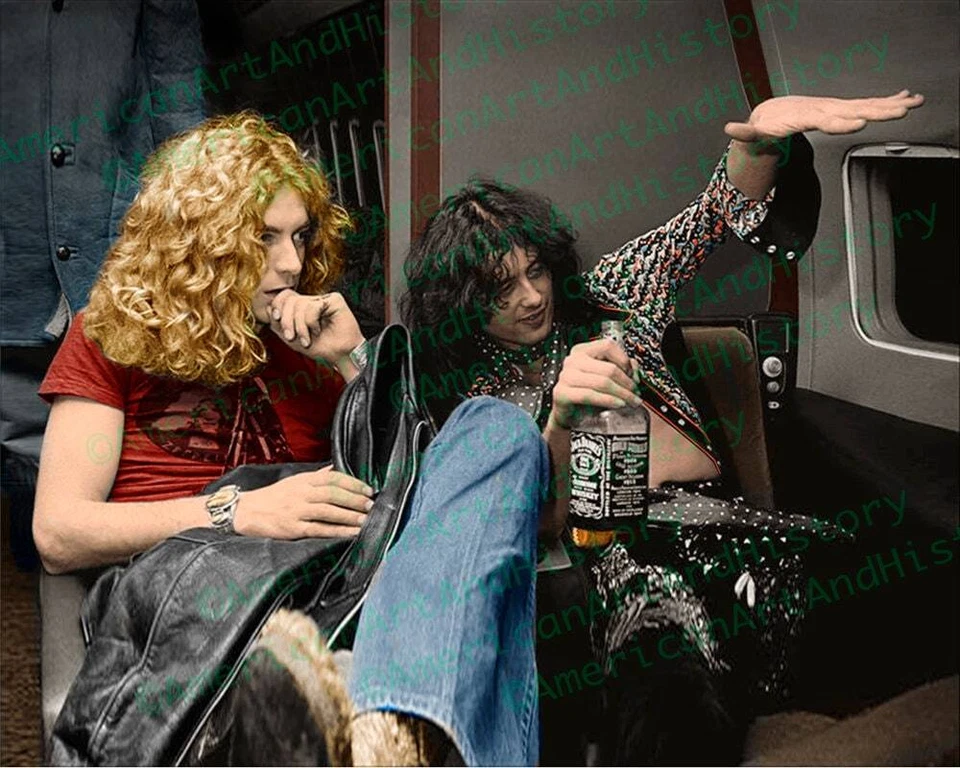 Robert Plant Jimmy Page Jack Daniels Led Zeppelin Starship Photo Print Poster - Image 1 of 1