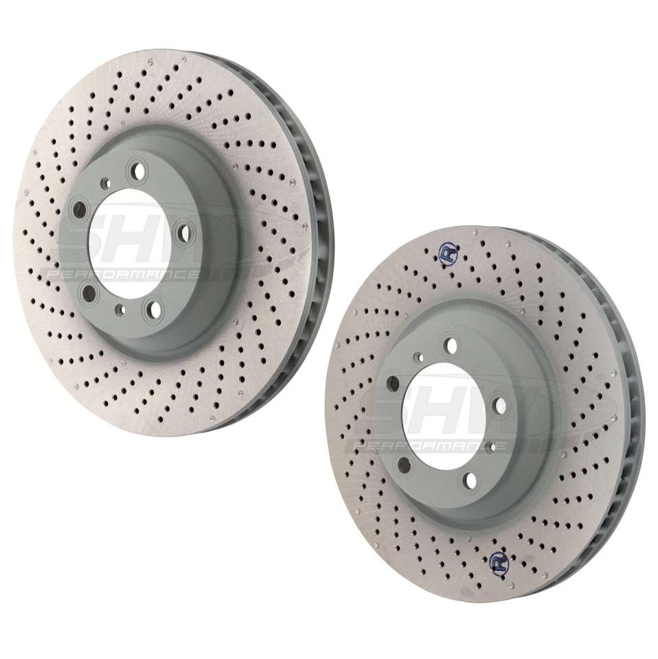 SHW Performance Pair Set 2 Front 350mm Drilled Brake Rotors For Porsche 911 H6 - Image 1 of 1