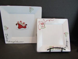 ST. NICHOLAS 'Tis The Season LAUGHING ALL THE WAY & Dancing Through Snow PLATES - Picture 1 of 9