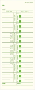 500 Stück wöchentliche Zeitkarten - 1-seitig, 3-1/2" x 9", grüner Druck - Bild 1 von 12