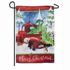 Meadow Creek Outdoor Garden Flag Red Truck Christmas "Bringing Home the Tree"