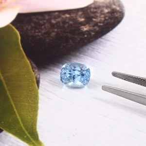 AAA Wonderfull Natural Brazilian Aquamarine Loose Cushion Gemstone Cut 9x7 MM - Picture 1 of 4