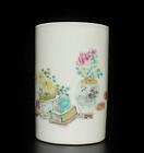 Hongxian Signed Chinese Famille Rose Brush Pot W/ flower