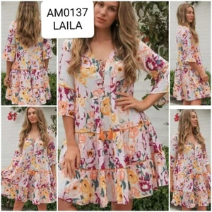 AVAMIA BOHEMIAN MINI STYLE DRESS 'LAILA AM0137' SIZE 8 - Picture 1 of 4