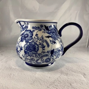 Delft Blue Floral Blue & White Stout Pitcher - Picture 1 of 9