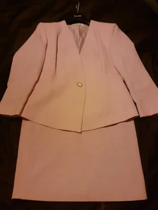 Jaques Vert Women's Summer Suit In Pink Size 14 Jacket Size 12 Straight Skirt - Picture 1 of 14