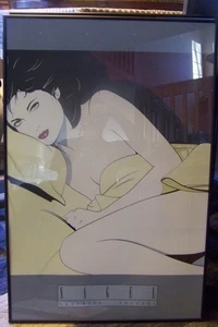 Patrick Nagel gelbe Decke Mädchen 24” x 36” große Schaumstoffplatte 1990 Poster Druck - Bild 1 von 1