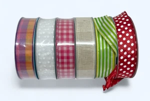 Makers Mark Assorted wire edge Ribbon gingham striped crafting 1.5"x50yds - Picture 1 of 4