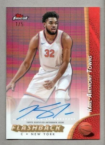 2024-25 Finest Basketball Flashback Red Ref #FBAKT Karl-Anthony Towns AUTO /5 - Picture 1 of 2