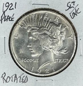 1921 PEACE SILVER DOLLAR ~ SL+/UNC ROTATED ~NICE LOOKING KEY DATE COIN~ - Imagen 1 de 2