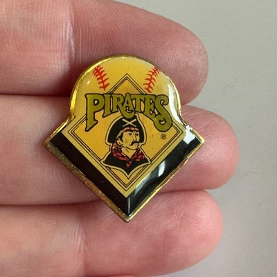 Vintage Pittsburgh Pirates Yellow Diamond Pirate Head Enamel Lapel Pin MLB - Image 1 of 3