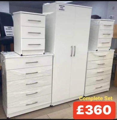 Brand New 2 Doors Cupboard/Wardrobe With 2x Chest Drawers, 2x Bedsides SALE ❤️ - Image 1 of 4