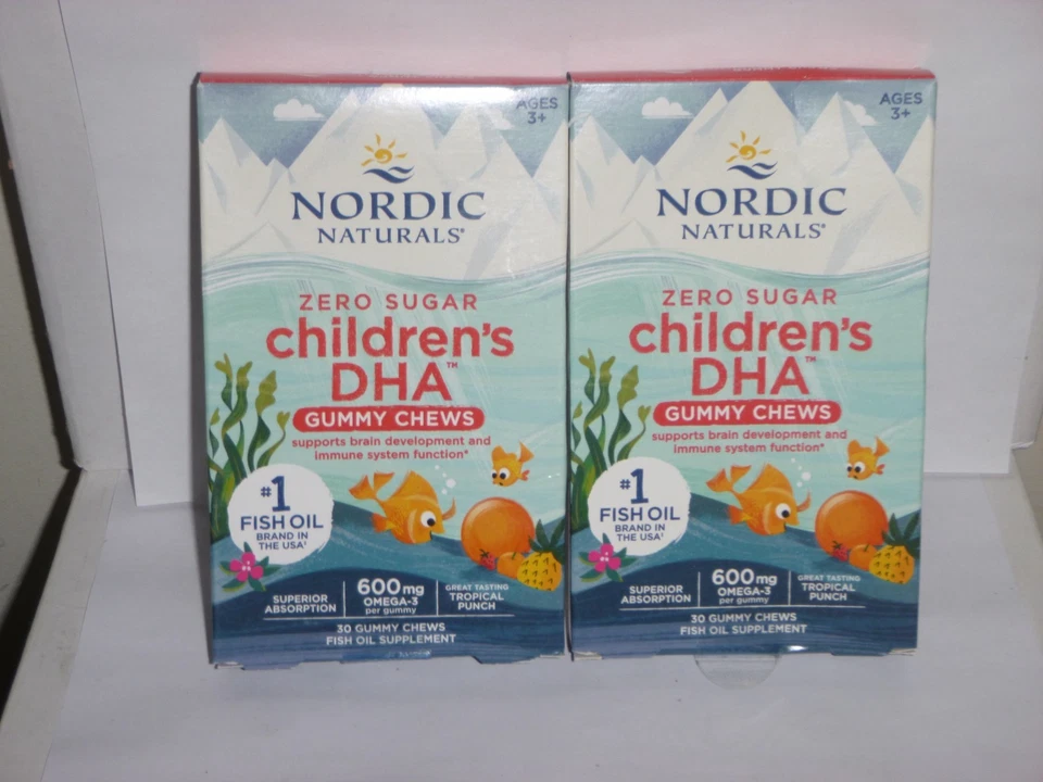 Zero Sugar Children’S DHA Gummy Chews - Tropical Punch - 30 Chews each- Exp 1/26 - Image 1 of 1