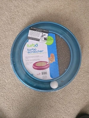Juguete rascador turbo turquesa Bergan para gato con hierba gatera y pelota + almohadilla reemplazable - NUEVO Foto 1 de 3