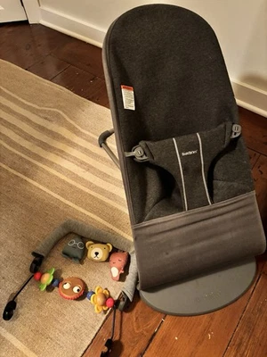 Baby Bjorn Bouncer Bundle with Two Toy Bars  - Grey Color - Image 1 of 3