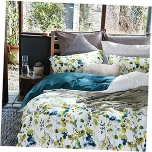 100% Long Staple Cotton Duvet Cover Set, Botanical Comforter Cover Gradient - Picture 1 of 7