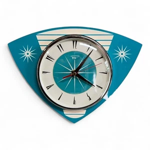 RETRO Mid Century Modern Royalexe Laminat Uhr von Royale - Türkis Starburst - Bild 1 von 8