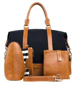 Baby Beau Changing Bag Isabelle tan and black with accessories Mat bottle holder - Picture 1 of 1