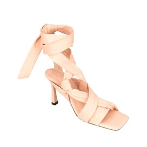NWT 9 40 Zara Studio Collection Leather Heels sandals Limited Edition Lace Up - Picture 1 of 16
